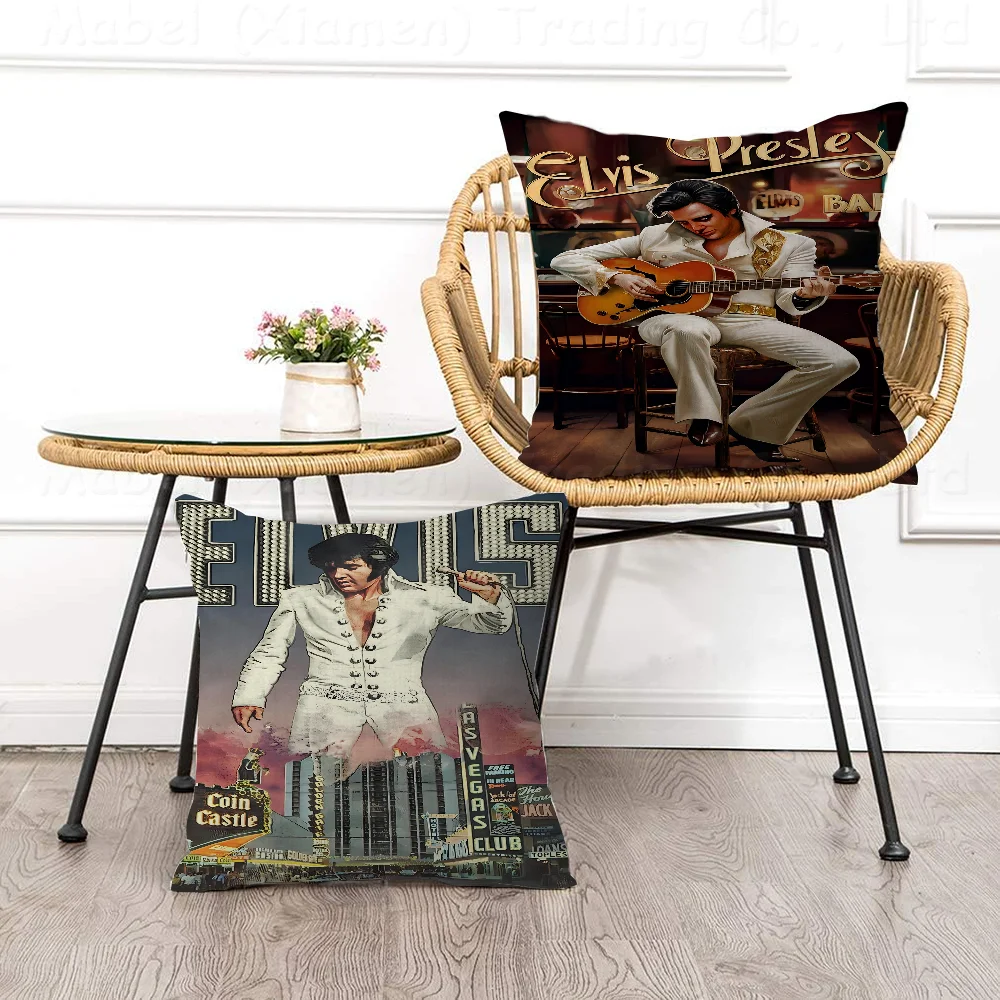 

E-Elvis Presley Office Cushion Pillowcase Car Cushion Cover45X45CM Lumbar Pillowcase Sofa Pillowcover