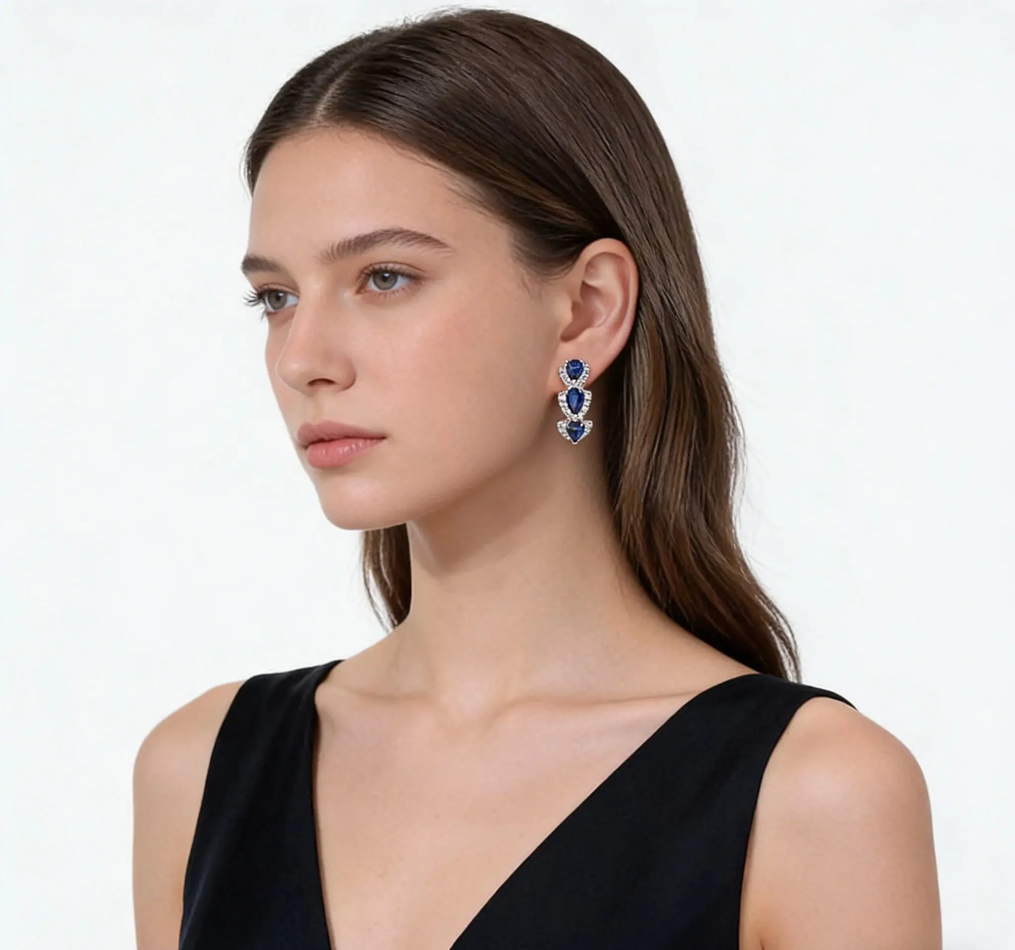 

1 Pair Elegant Blue Cubic Zirconia Hoop Earrings Luxury Trendy Wedding Party Accessories for Women Anniversary Gift New Jewelry