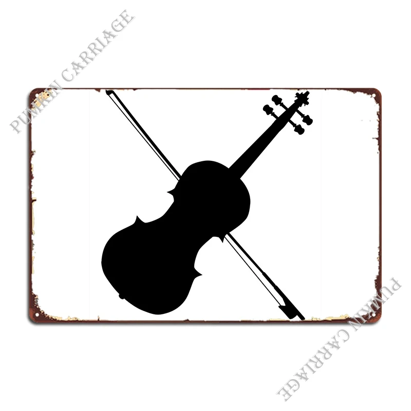 Fiddle Silhouette Metal Signs Retro Garage Personalized Kitchen Design Tin Sign Poster