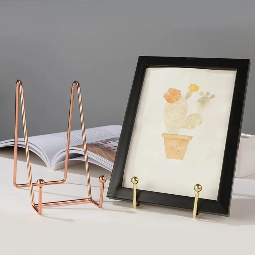Plate Display Stand Picture Easel Metal Plate Stands Holder Display Pictures Frame Photo Decorative Plate Dish Tabletop Arts