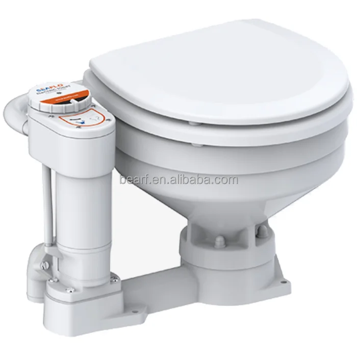 Toilette à chasse électrique DC 12V 24V, pompe réversible, magasins pour droitier, siège à fermeture douce, céramique pour yacht marin, bateau, bateau, soleil