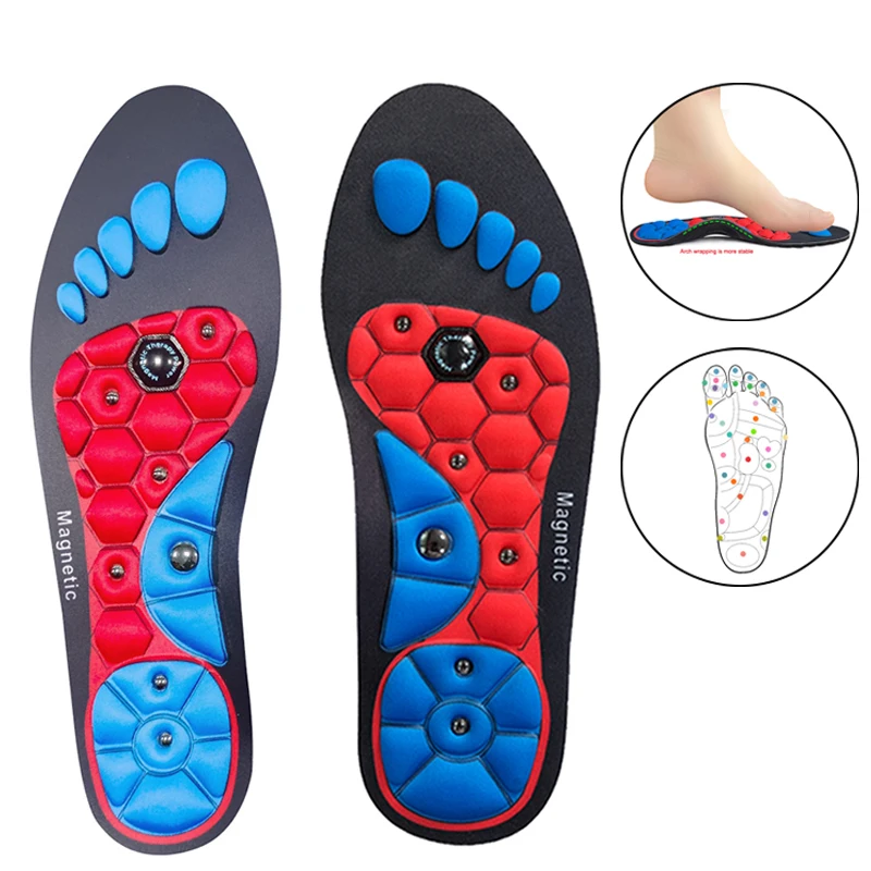 1 Pair Acupressure Foot Insoles for Men Women Orthopedic Gel Magnetic Shoe Inserts Magnet Technology Support Insole