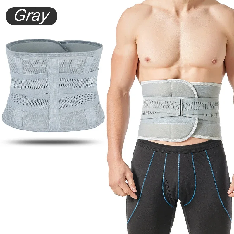 Lumbar Support Belt Lower Back Brace Abdominal Binder Men Women Waist Trainer Corset Sweat Slim Belt for Sports Gym Pain Relief