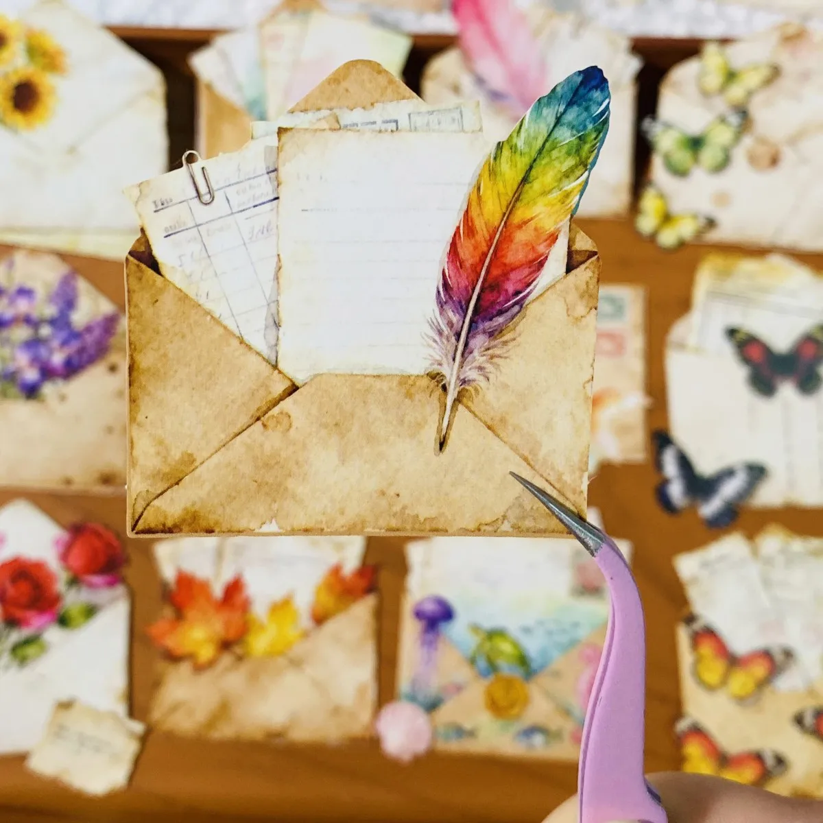 10 قطع من ملصقات الورق المقوى للمجلات، ملصق ورقي عتيق لمستلزمات سجل القصاصات، ملصقات حرفية جمالية غير المرغوب فيها