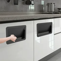 304 Stainless Steel Wall Side Mounted Kitchen Bath Cabinet Flush Built-in Hinged Flap Cover Trash Bin Garbage Chute