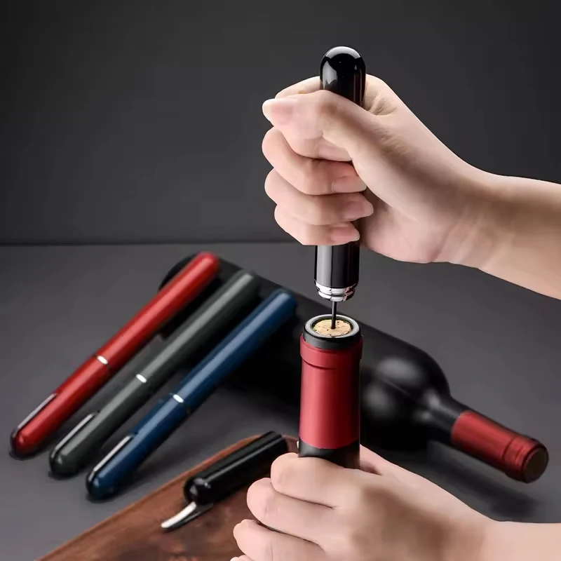 Air Pump Wine Bottle Opener Portable Pen Shape Stainless Steel Pin Air Pressure Red Wine Corkscrew Kitchen Tools Bar Accessories