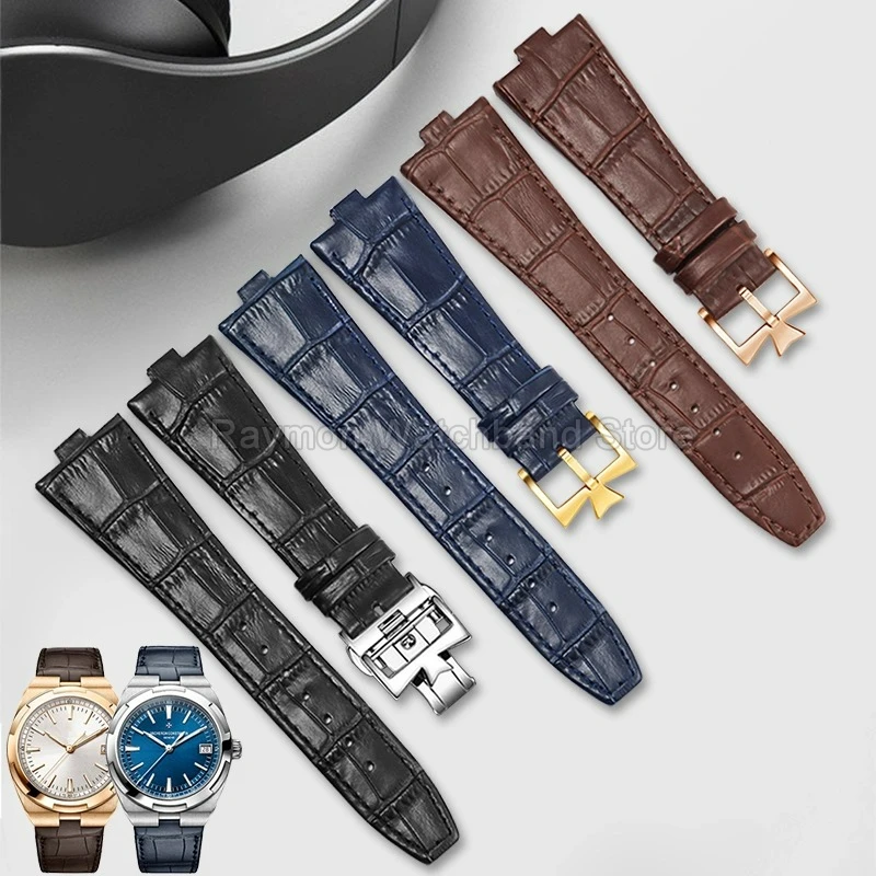 For Vacheron Constantin Overseas Series Exquisite Genuine Leather Watchband 4500 4520 4300 7900V Needle Buckle Butterfly Buckle