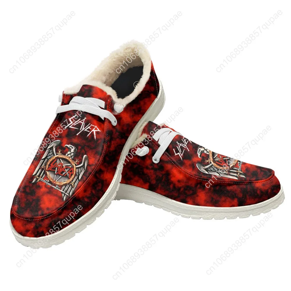 Slayer Heavy Metal Rock Band Horror Scary Fashion Plush Shoes Breathable Men Women Sneakers Lightweight Casual Shoe Custom Shoes