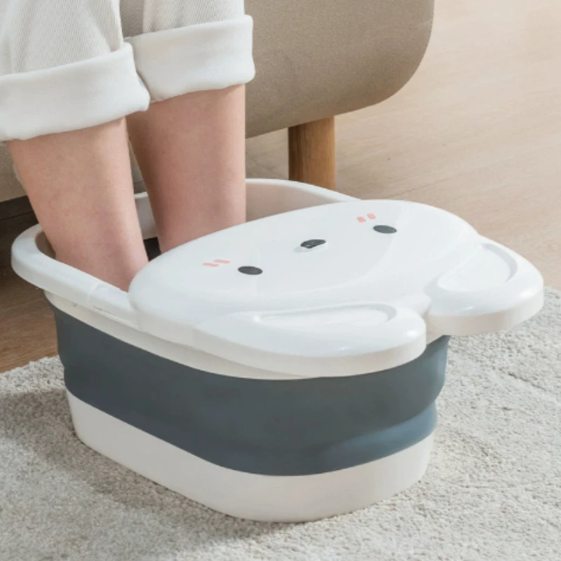 Adult and children's cartoon folding foot wash basin, home foot bath suitable for all seasons portable multifunctional foot bath