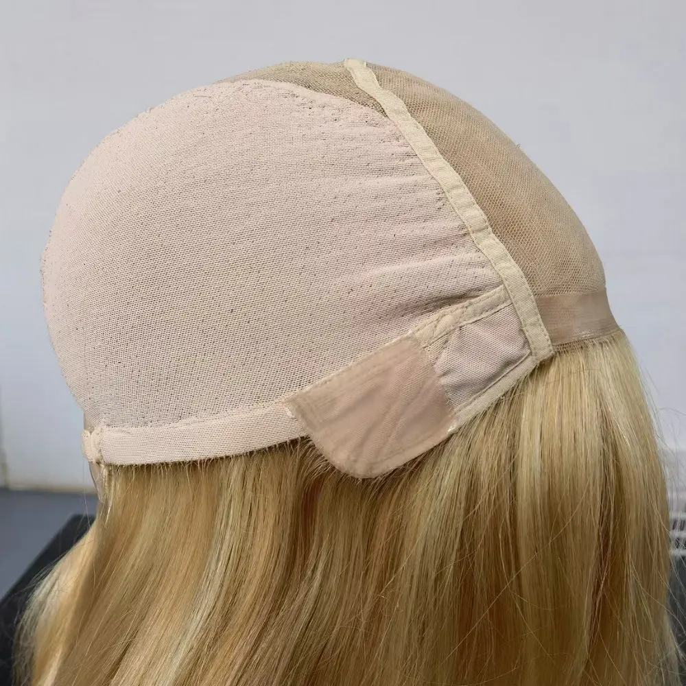 Hstonir Blond Highlight Jewish Wig Silky European Remy Hair Silk Top Straight In Stock For Fast Delivery G039