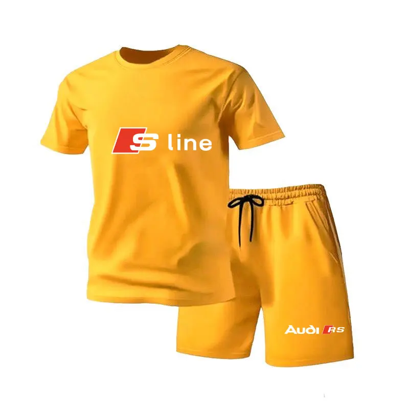 Summer collection, 2-piece set, luxurious design, couple printed shorts, T-shirt+shorts, men's shorts and top short sleeves