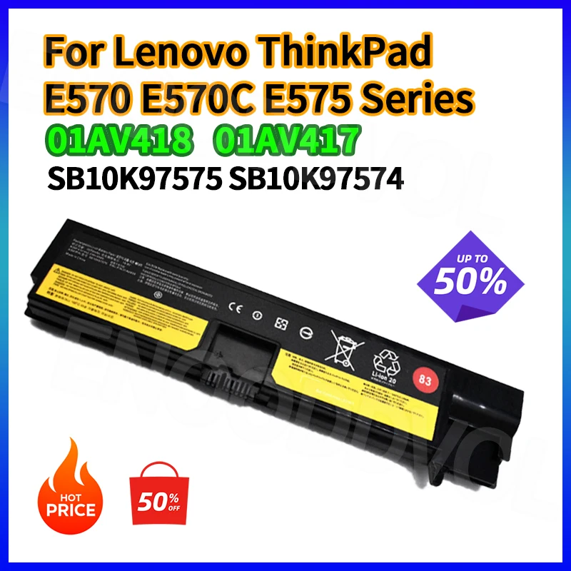 100% NEW Laptop Battery For Lenovo ThinkPad E570 E570C E575 Series 01AV418 01AV417 01AV416 SB10K97575 SB10K97574 SB10K97571