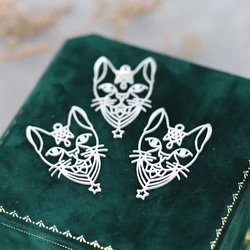 3PCS DIY Stainless Steel    Vintage cutout cute cat  Pendant For Women Female Hollow Simple Sweet Party Jewelry