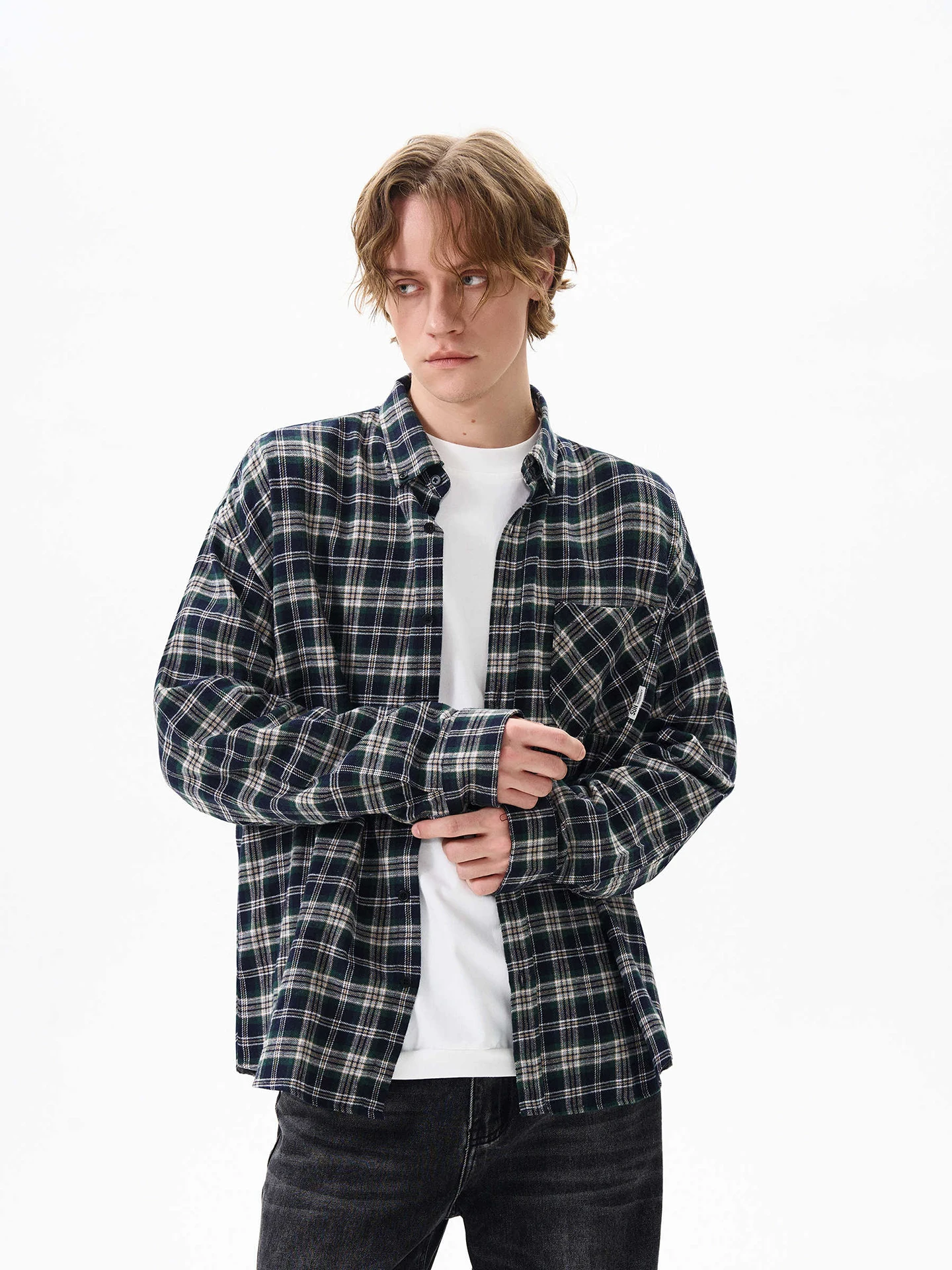 

American Sle Long Sve Plaid irt Men's Spring Autumn Casual Loose Top Haome Versatile irt Jaet Trendy