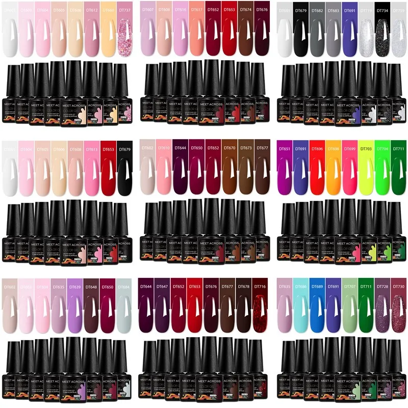 

8pcs Red Coffee Brown Gel Nail Polish Set Semi Permanent Soak Off UV Gel Varnish For Autumn And Winter Manicure Nail Supplies