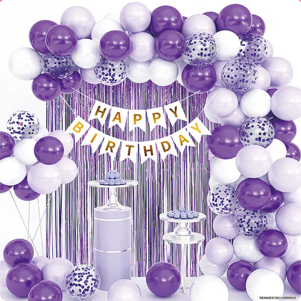 72 Stück lila Geburtstagsdekoration Latex-Ballonketten, Party-Hintergrund-Wanddekorationszubehör, Party-Dekoration für Hochzeiten