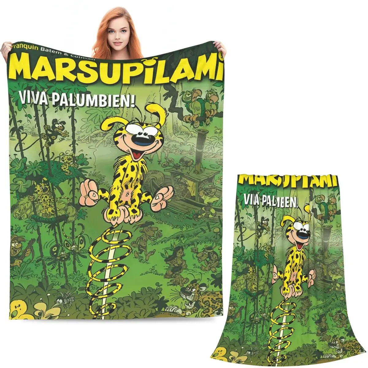 Art - Marsupilami Cartoon Anime Blanket Soft Warm Flannel Throw Blanket Bedding for Bed Living room Picnic Travel Home Sofa