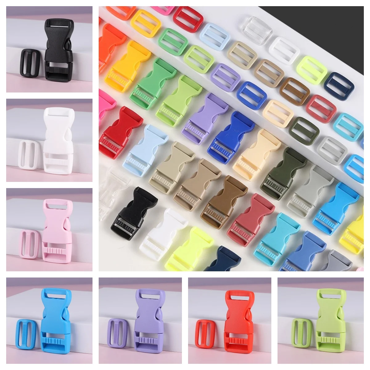 

15/20/25mm Plastic Buckles 2/5/10/20Sets Backpack Buckle Strap Repair Release Closure Carabiner Webbing Belt Adjust Ring Clasp
