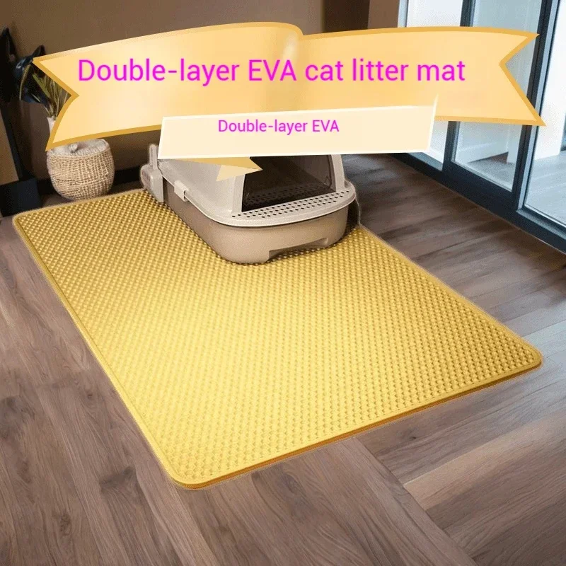 Double-layer EVA Cat Litter Mat Waterproof Nonslip Cat Litter Mat Carpet for Cats Collects Sand Cat Cushion Cat Sandbox Mat