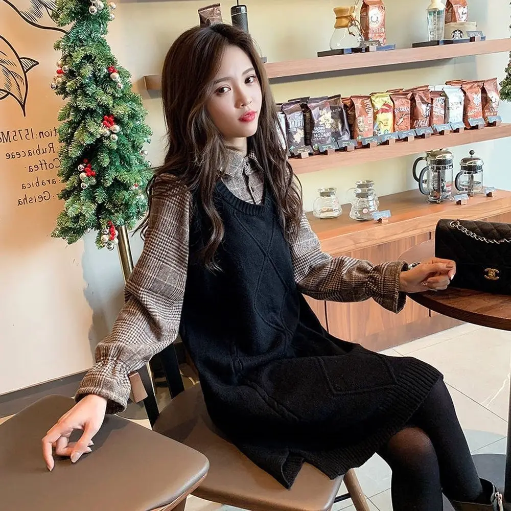 

Свитер длиной до колена, жилет, свитера в корейском стиле, джемперы, женские изогнутые зимние вязаные хиппи в стиле хиппи, необычные края