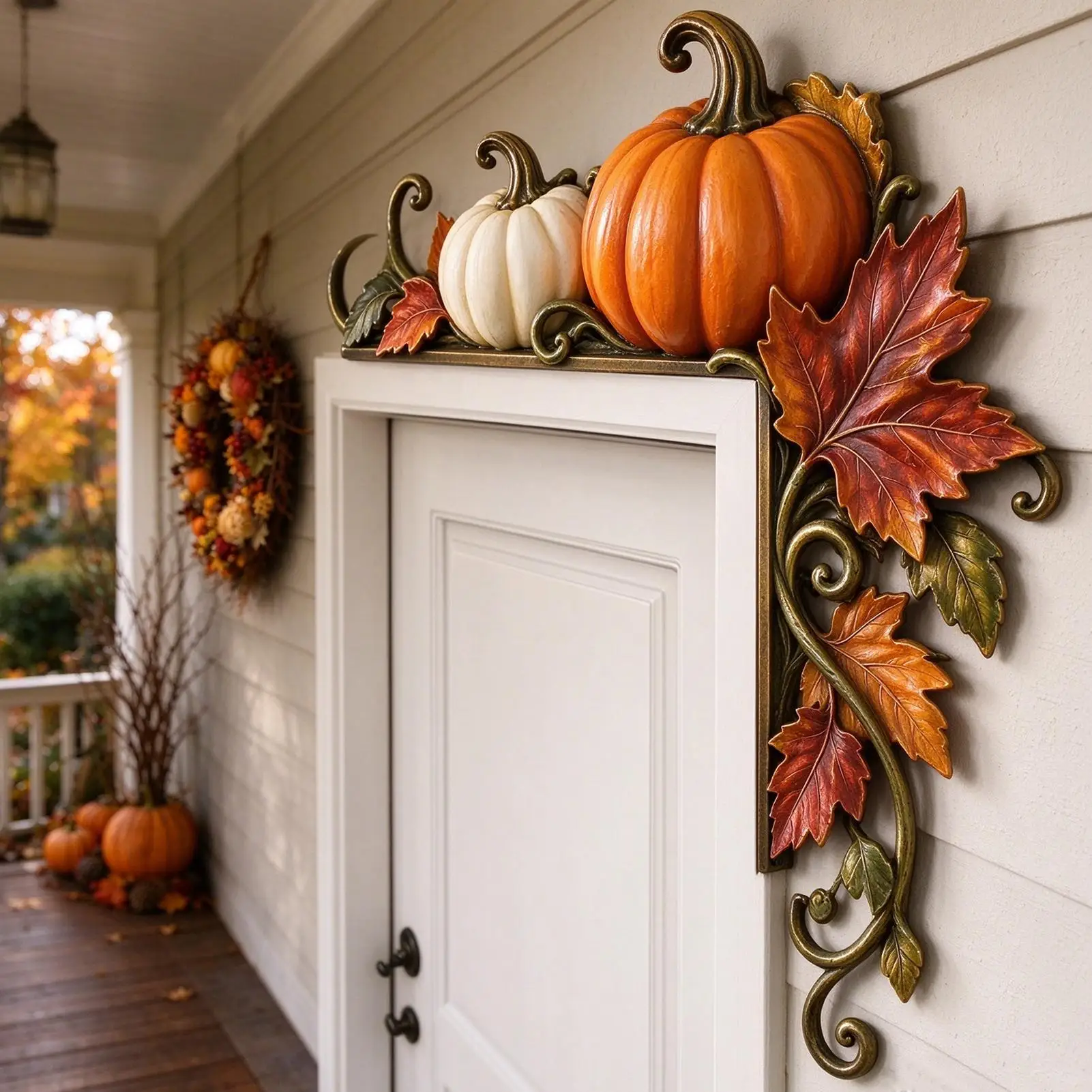 Fall Wall Decor Pumpkin Maple Leaves Cross Vintage Harvest Sign Fall Festive Door Corner Decor For Living Room Bedroom Entryway