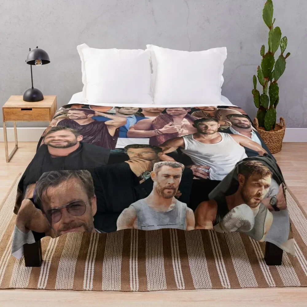 

Chris Hemsworth photo collage Throw Blanket Summer wednesday Blankets