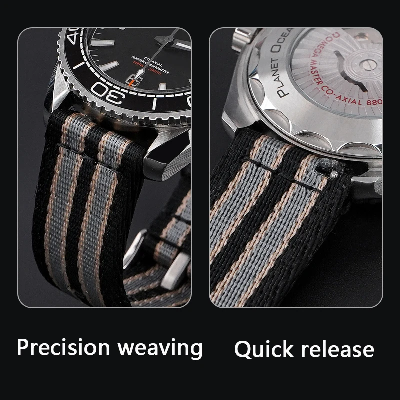 Woven Nylon Strap for Omega Seamaster for Tudor Men Women Canvas Quick Release Stainless Steel Buckle Watch Band 18/20/22/24mm