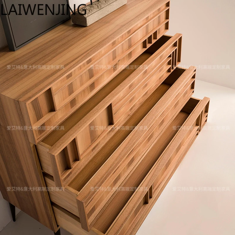 MJY Nordic Japanese light luxury meal side wabi-sandy wind solid wood storage Italian four-chest cabinet