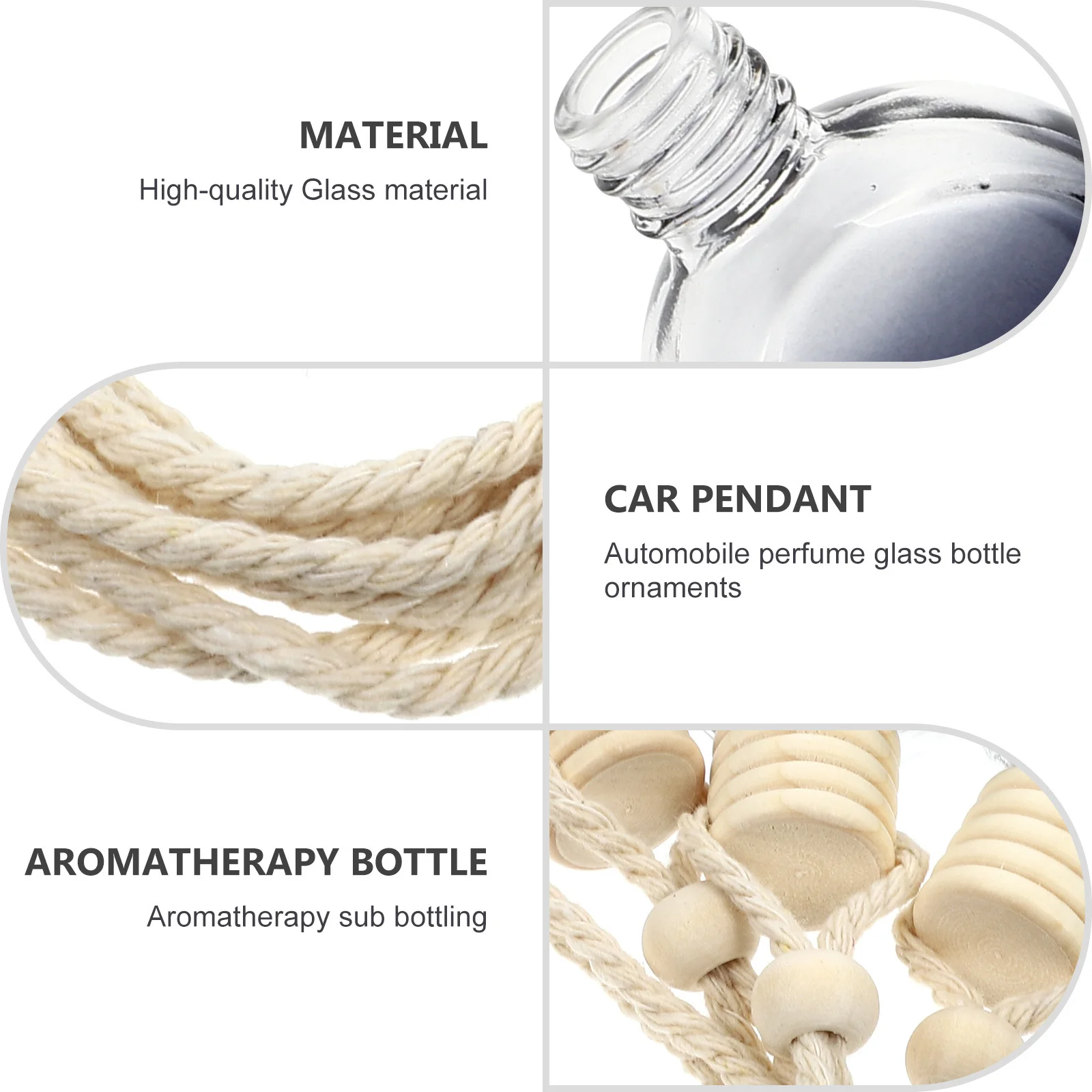 

4Pcs Car Perfume Pendant Glass Hanging Decor Air Purifier Bottle Pendant for Auto Interior Fragrance Hanging Diffuse Bottle