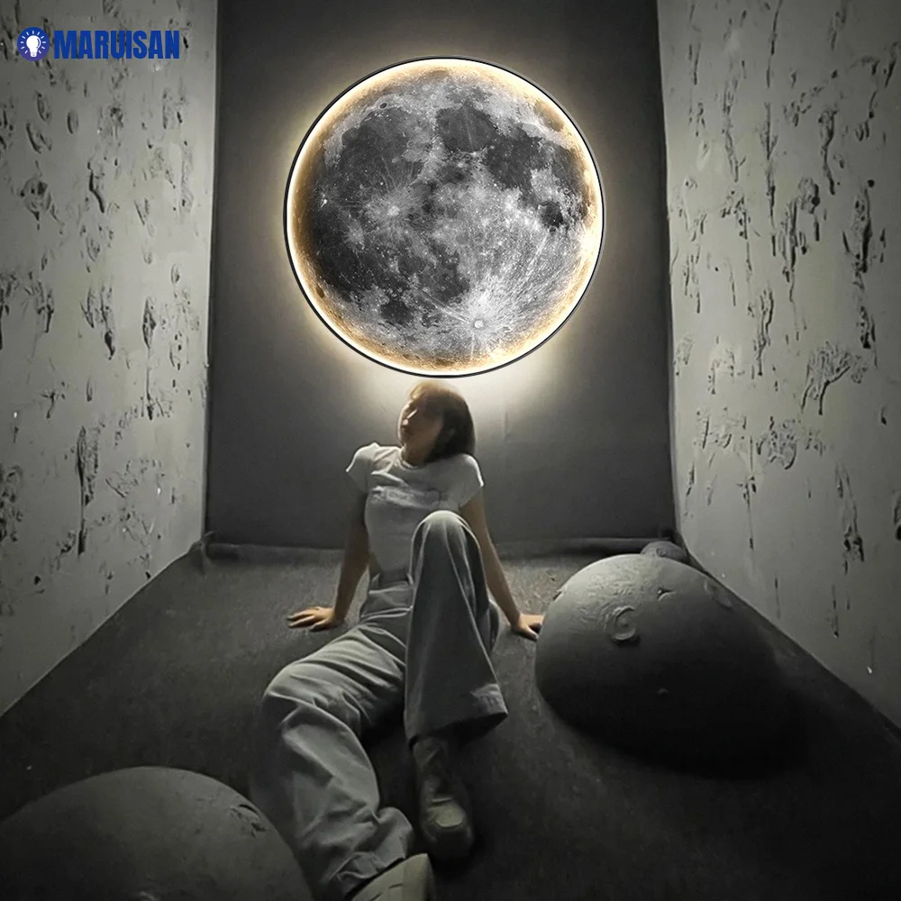 

Moon LED Wall Lamp Indoor Lighting Night Light Home Creative Deco For Bedroom Table Sofa Loft Aisle Living Room Beside Fixture