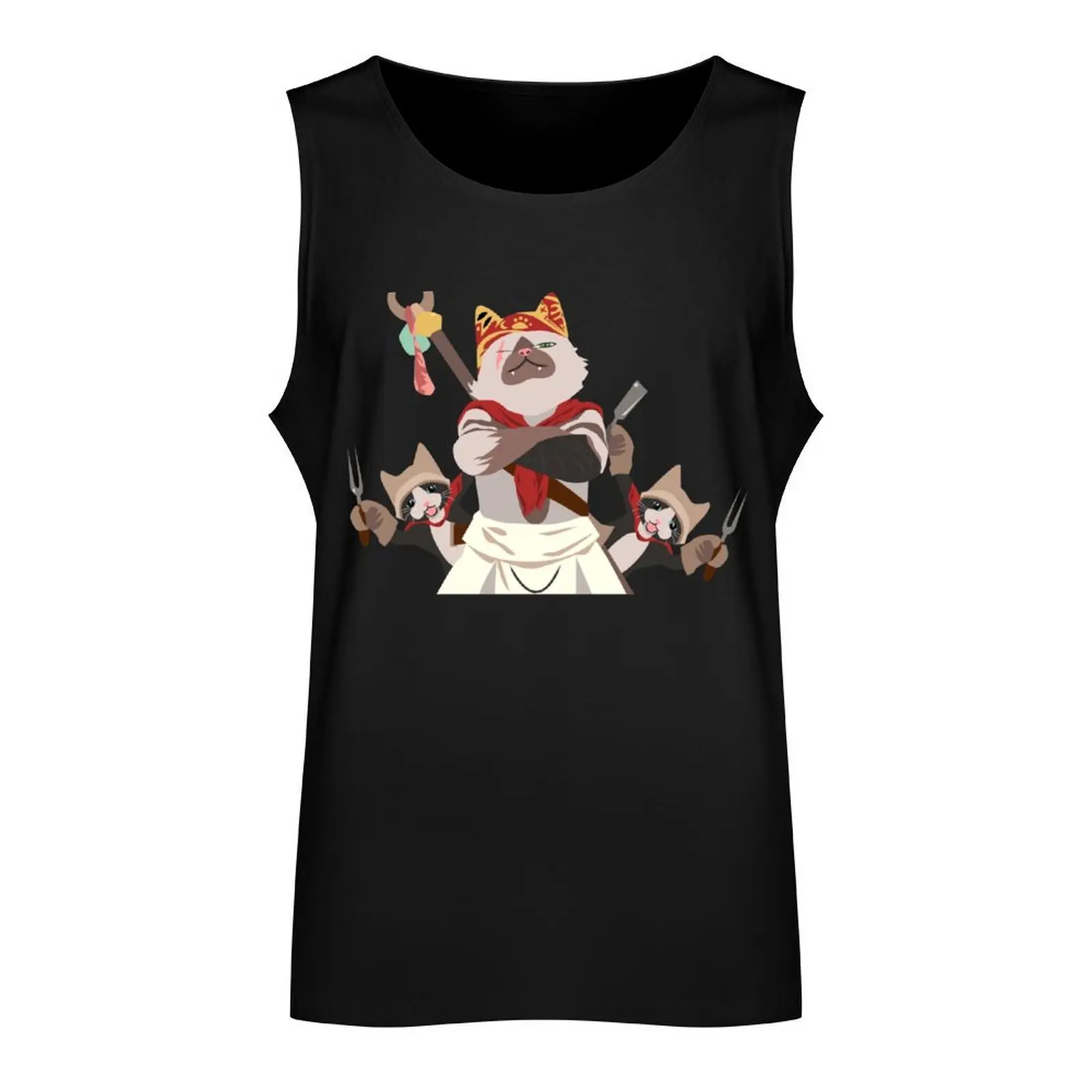 Meowscular Chef and his crew Tank Top Men sleeveless tee Bodybuilding shirt Male vest Working vest