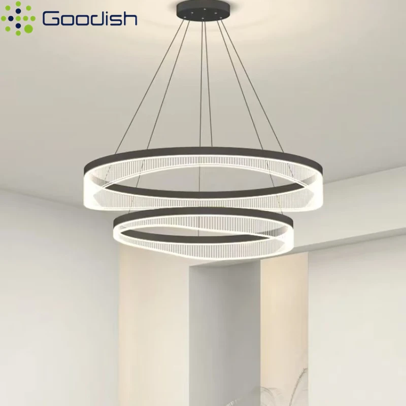 Lámpara colgante moderna de lujo, candelabro acrílico Circular, lámparas colgantes, Lustre, decoración del hogar, candelabro para sala de estar y comedor