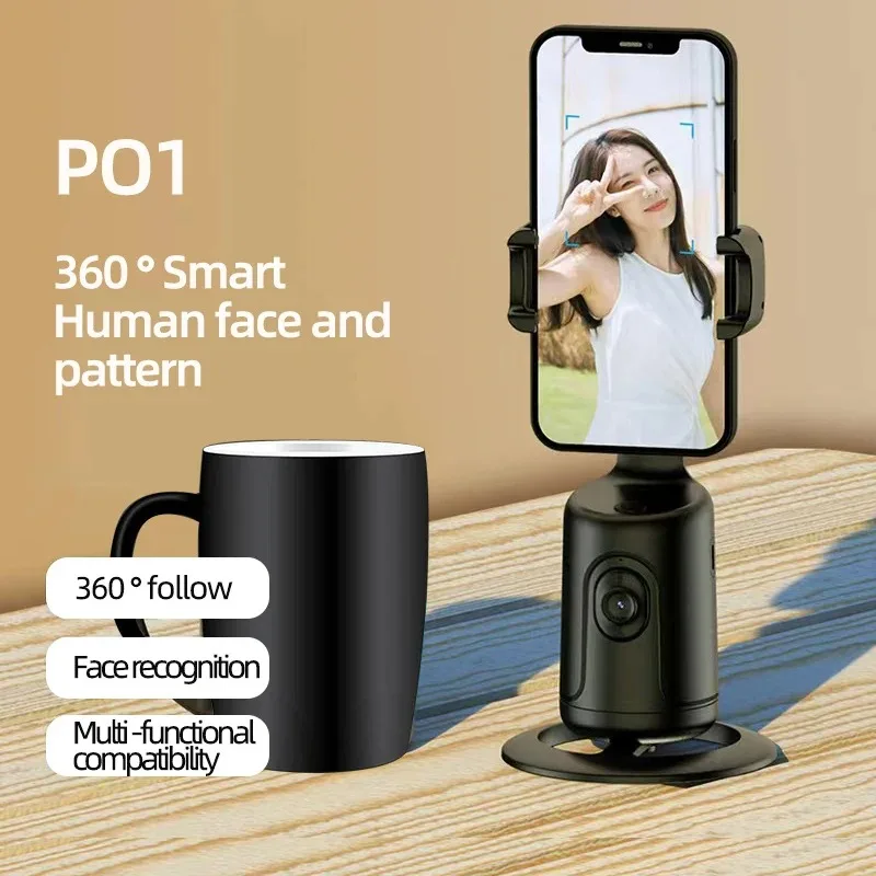 

P01 Intelligent Phone Holder AI Face Recognition 360 ° Mobile PTZ TikTok Live Self Shooting Tool Panoramic Follow Up Anti Shake
