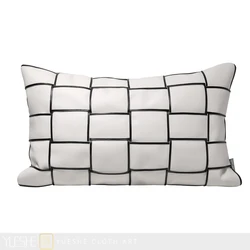 Modern luxury white woven PU leather waist pillow, living room sofa, pillow, pillow model room, soft pillow, waist cushion