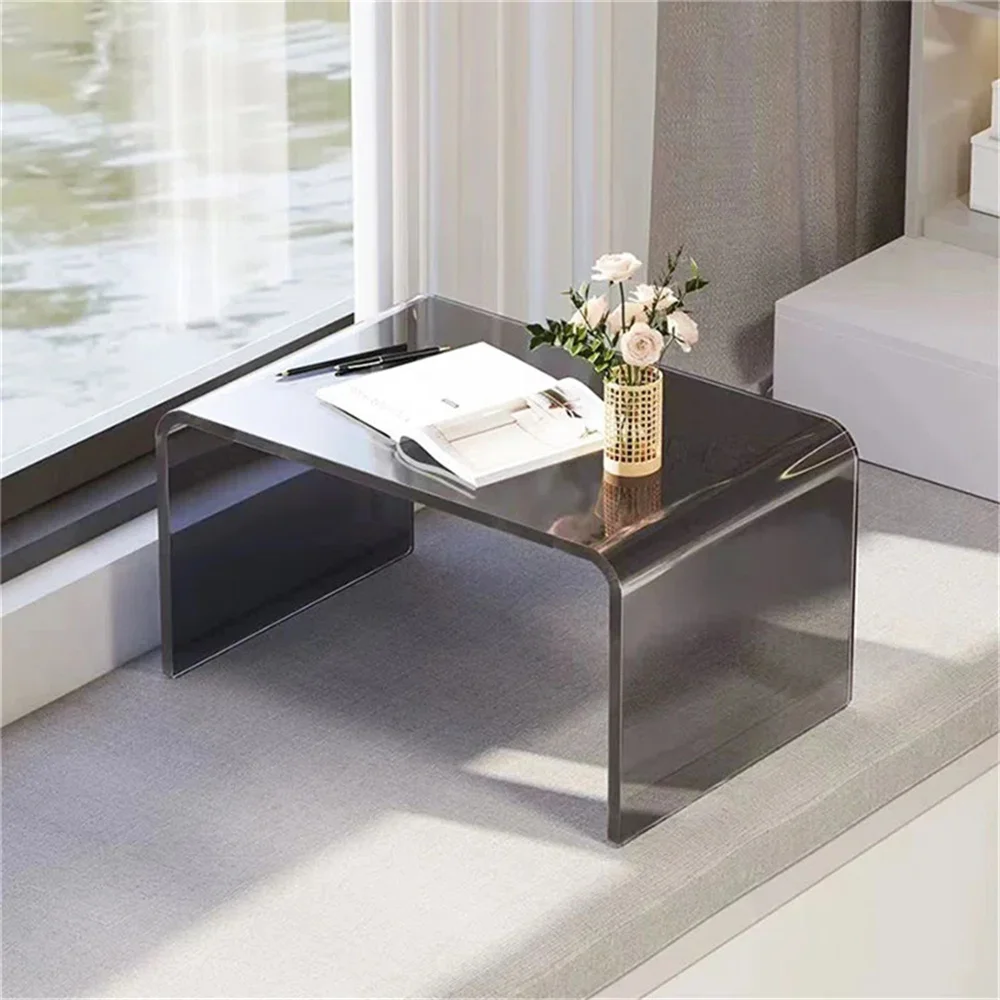 U-shaped transparent acrylic coffee table, transparent acrylic side table, coffee table for living room, courtyard and terrace.