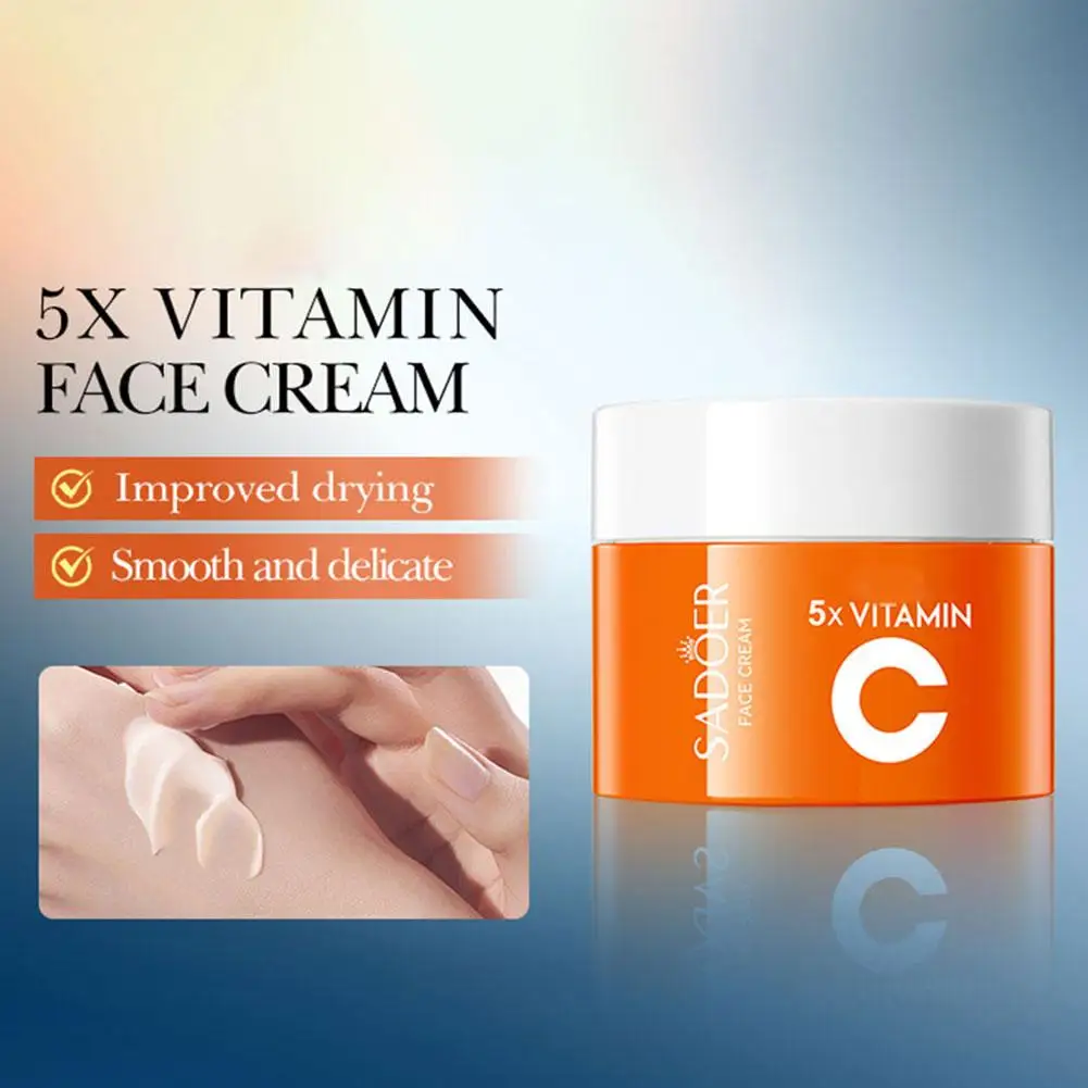 SADOER 4PCS Moisturizing Firming Cream Essence Serum VC Kit Smooth Nourishing Brightening Anti-aging Rejuvenate Skin Care Tools