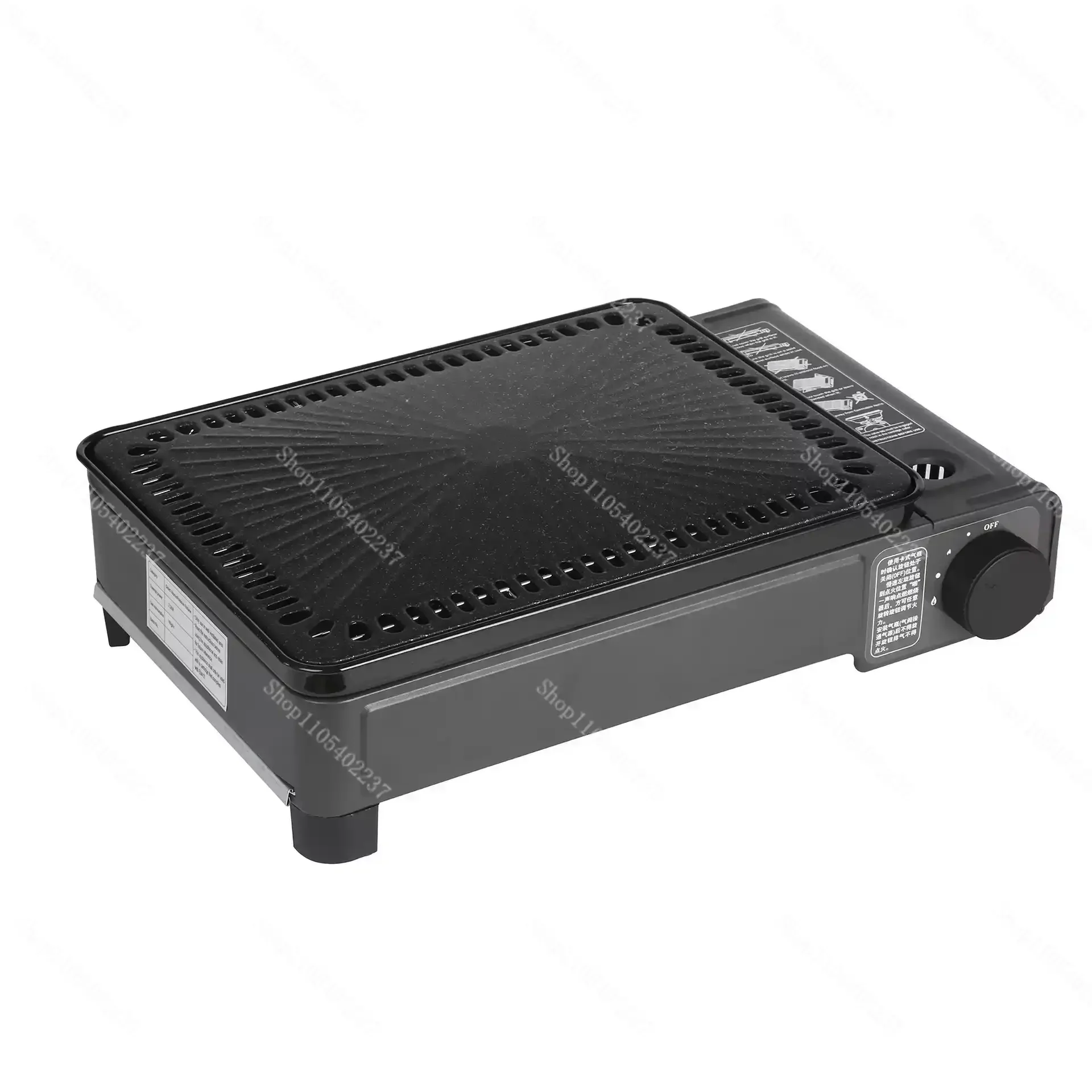 Portable Windproof Gas Cassette Stove BBQ Grill with Roasting Pan for Camping Picnic Outdoor Home Use