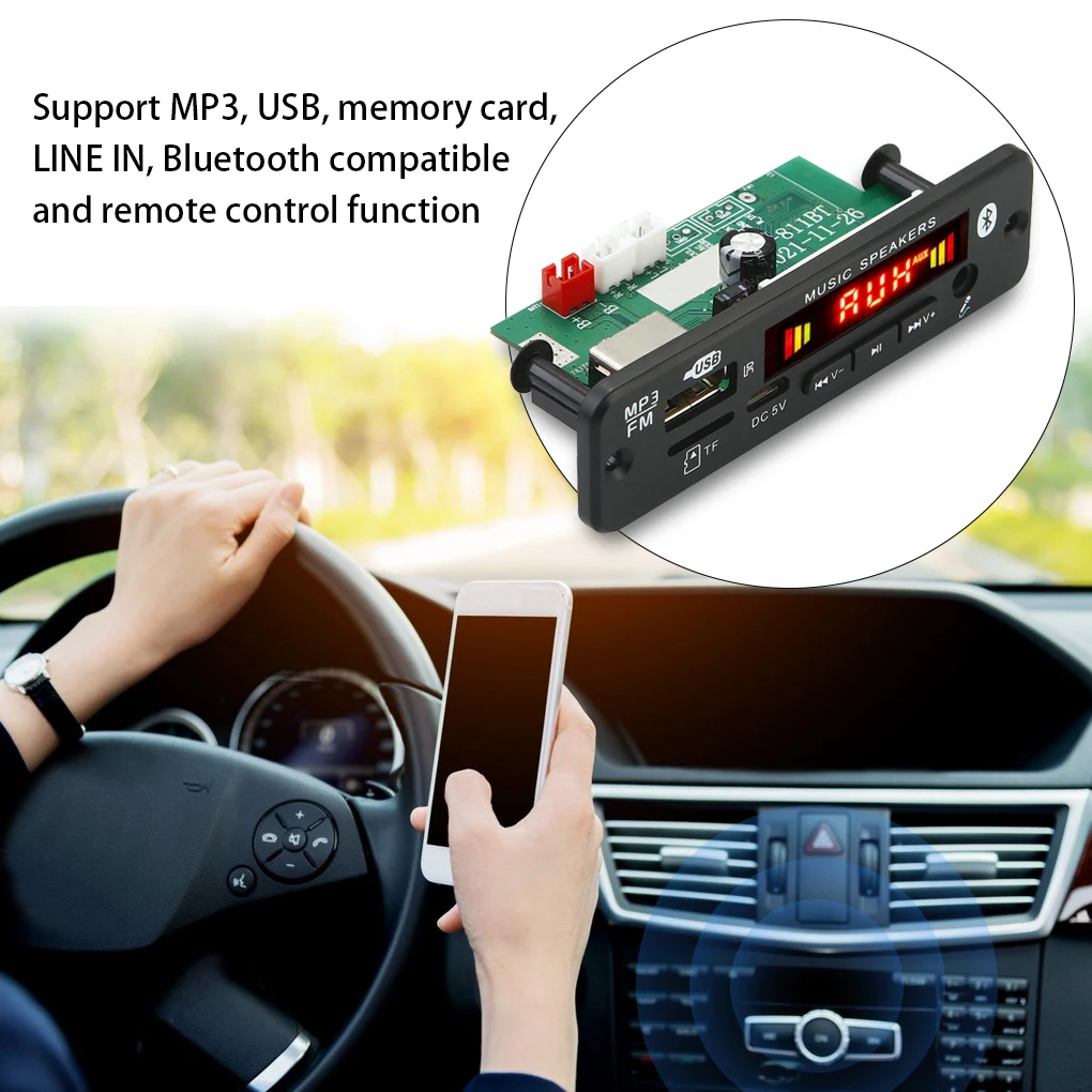 Amplifier Bluetooth-compatible 5.0 MP3 Digital Decoder Board Memory Card Audio Recorder Module Speaker 1A-3A Recording Accessory