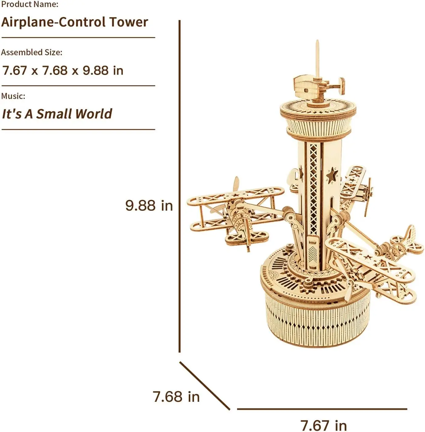 Robotime 3D Wooden Puzzles Model Kit Rotating Starry Night Kit Romantic Carousel kit Secret Garden kit Control Tower for Adults