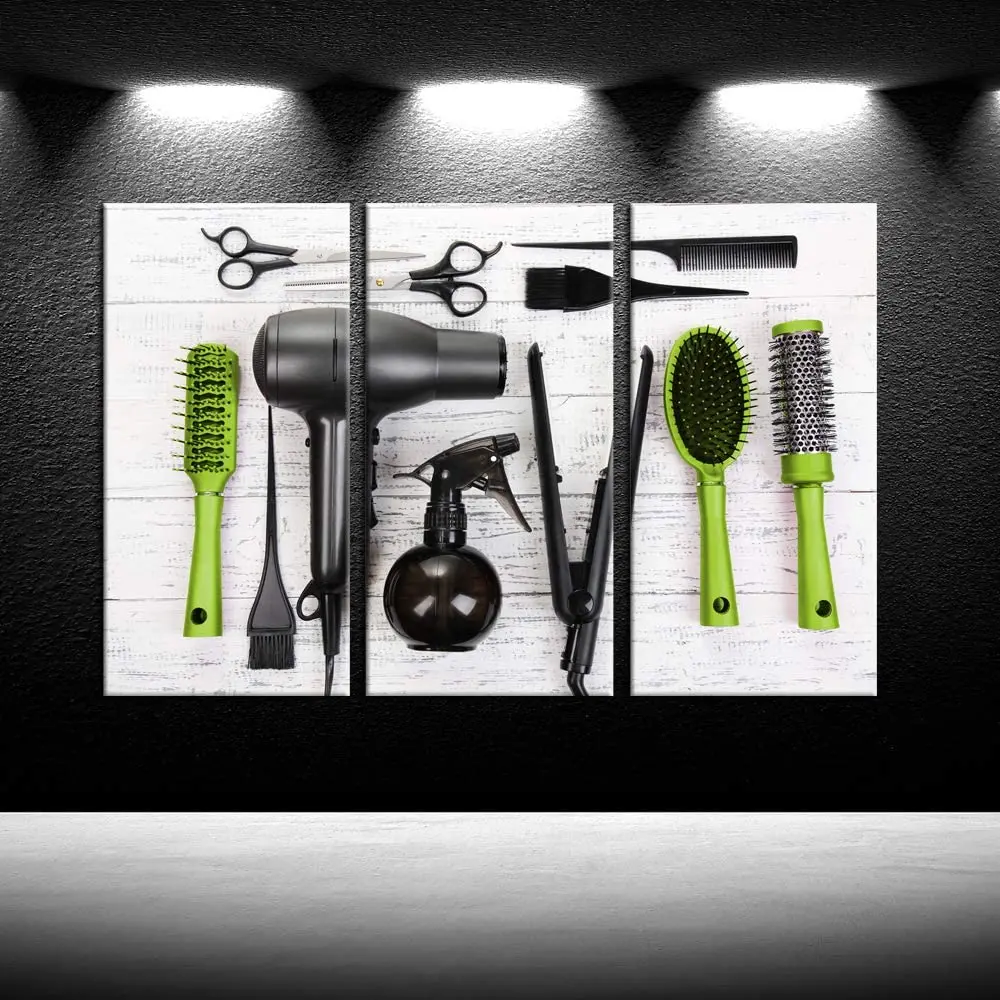 3 Pcs Hair Barber Shop Scissors Tools Hairstyle Posters Canvas Wall Art Pictures Paintings Home Decor Living Room Decoration