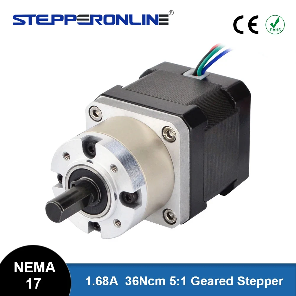 Nema 17 Stepper Motor Extruder Gear Nema17 Stepper Motor Ratio 5.18:1 Planetary Gearbox 1.68A 4-lead  for DIY Robot 3D Printer