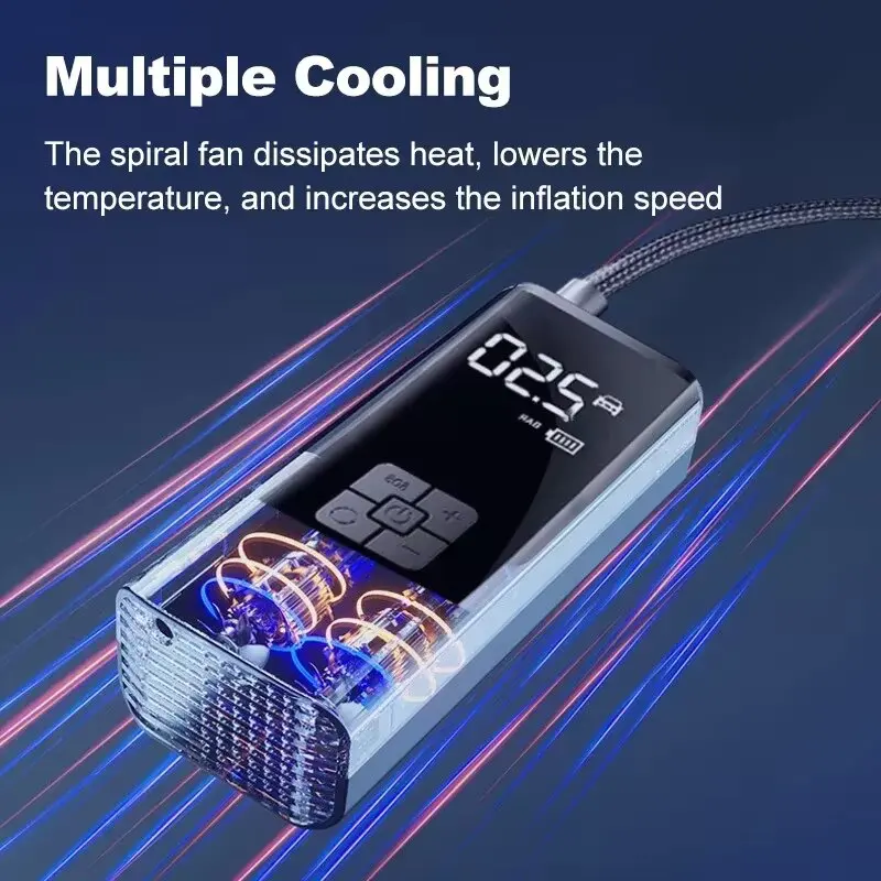 مضخة نفخ لاسلكية محمولة ضاغط هواء للسيارة عمر بطارية طويل للغاية مضخة نفخ الإطارات الكهربائية لكرات الدراجات النارية