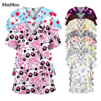 Uniforme veterinario de clínica de mascotas, camisetas de enfermería de manga corta, camiseta exfoliante cómoda para médicos, enfermeras, uniformes hospitalarios estampados