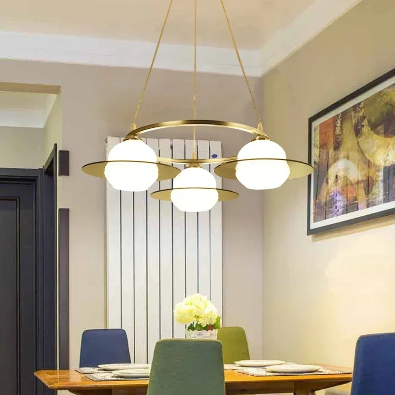 Led modern minimalist dining room chandelier three head dining room dining table creative Nordic lamps