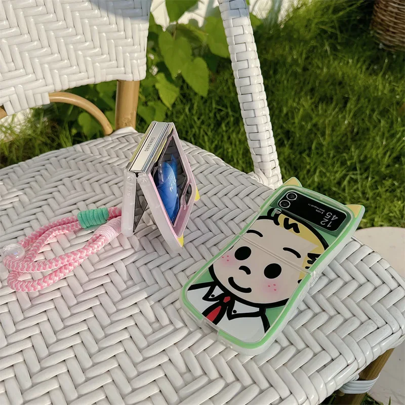 Cute Boy Girl Phone Case for Samsung Galaxy Z Flip 6 5 4 3 Protective Back Cover for ZFlip4 ZFlip5 ZFlip6 Case
