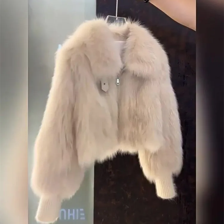 No Hood Puff Sleeve Short Length Coat with Button Closure Collar Neckline Women Winter Jacket Cross Border Elegant Style 5