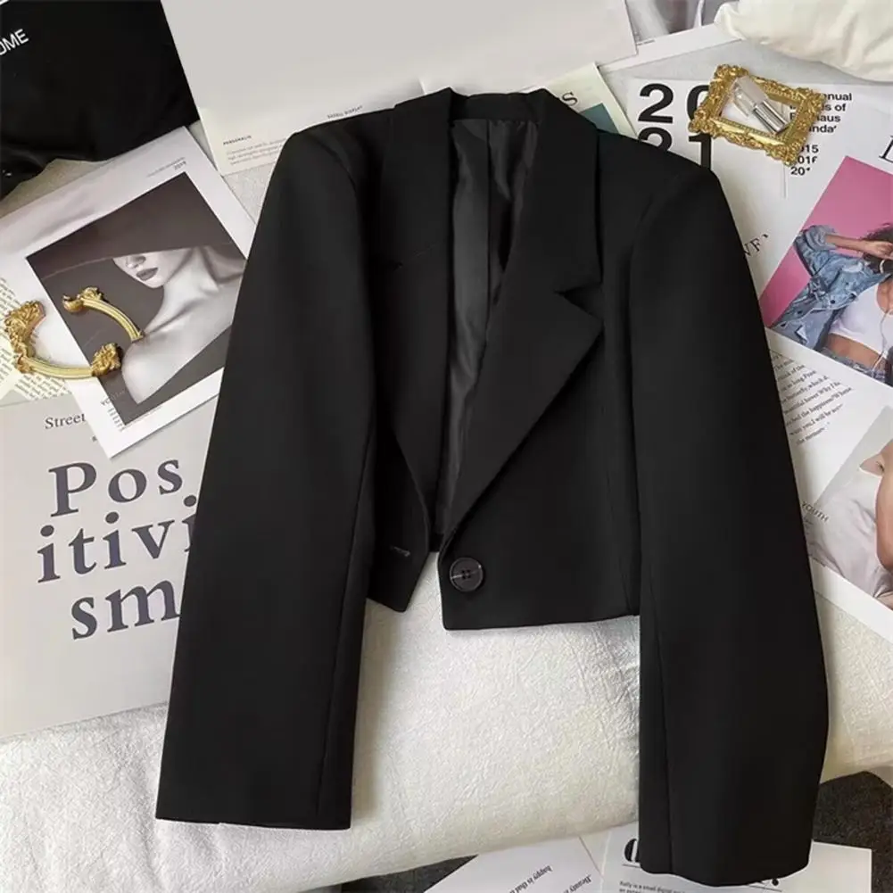 Cropped Blazers for Women 2024 New Korean Fashion Long Sleeve Button Up Suit Jacket Woman Elegant All Match Office Blazer Female