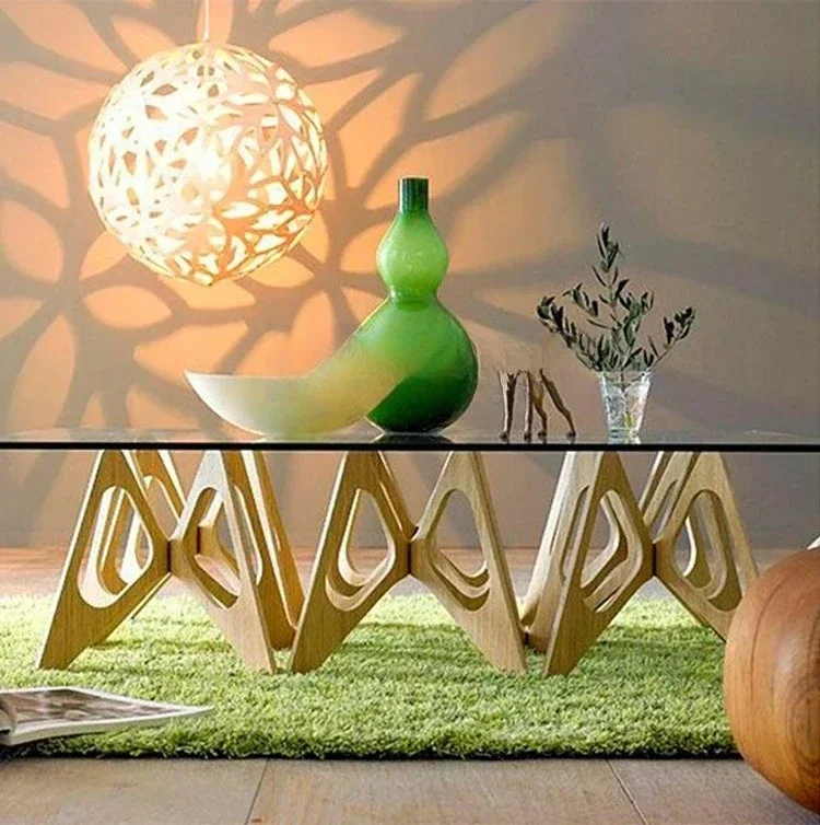 A  Nordic Italian minimalist tempered glass living room square coffee table oak black