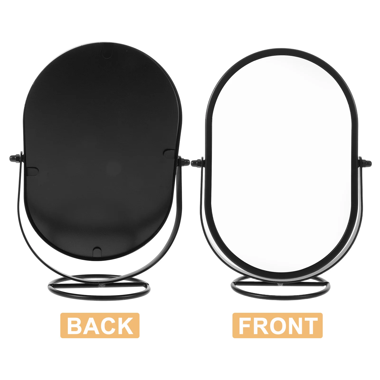مرآة دوارة للمكتب باللون الأسود، مرآة مكياج بيضاوية حديثة قابلة للدوران، مستلزمات مكياج لسطح المكتب لغرفة النوم وغرفة المعيشة والحمام