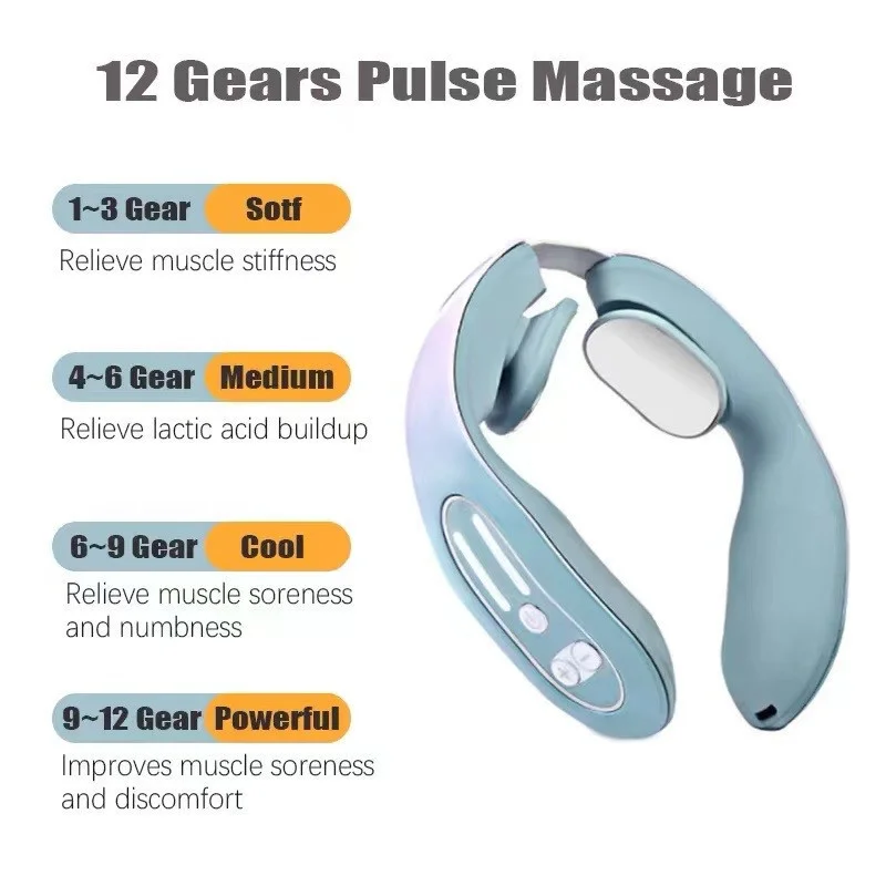 1-2pcs Electric Neck and Back Pulse Massager 2 Massage Head Shoulder Kneading And Relaxation Hot Compress Cervical Spine Machine